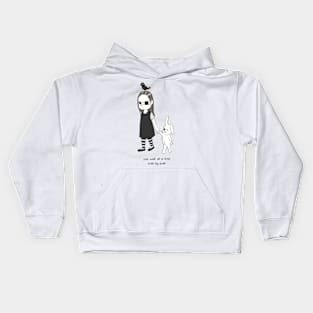 Odd friendship between a girl, rug bunny girl and a crow Kids Hoodie